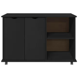 Rolling Cabinet Black 100 x 39 x 65.5 cm Solid Pine Wood 42028387