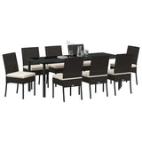 Garden Dining Set 9 pcs Cream Powder-Coated Steel 3379225