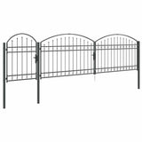 Garden Fence Gate with Arched Top Grey 500 x 100 cm Steel 42008959