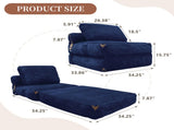 3 in 1 Convertible Corduroy Floor Sofa Bed, Oversized Fold Out Chaise Lounge with High Density T5592P539606