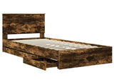 Bed Frame with Drawer Smoked Oak 90 x 200 cm Engineer Wood 3411156