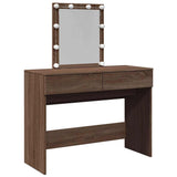 Dressing Table with LED Brown Oak 100x40x130 cm 848198