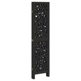 Room Divider 4 Panels Black Solid Wood Paulownia 358753