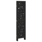 Room Divider 4 Panels Black Solid Wood Paulownia 358753