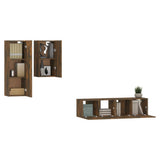 4 Piece TV Cabinet Set Smoked Oak Engineered Wood 3120314