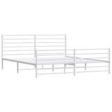 Metal Bed Frame without Mattress with Footboard White 193x203cm 352392