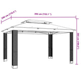 Gazebo with Double Roof Cream 3.94x2.96 m Steel 368446