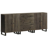 3 Piece Sideboards Black 60x33x75 cm Solid Wood Mango 3309999
