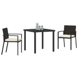 Garden Dining Set 3 pcs Black Powder-Coated Steel 3379247