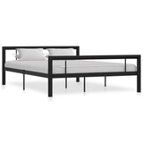 Bed Frame without Mattress Black and White Metal 160x200 cm 284554