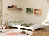 Cloud-Themed Toddler Bed Frame with Safety Rails, 143.5 x 74.5 x 56cm T3398P379029
