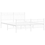 Metal Bed Frame without Mattress with Footboard White 150x200cm 373760