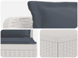 7-Seater Garden Sofa with Cushions Rattan Look PP White 3444169