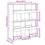 Room Divider Smoked Oak100x33x125.5 cm Engineered Wood 3309523