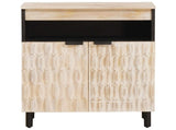 Sideboard White Wash Finish 60 x 33 x 75 cm Solid Mango Wood 4017889