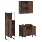 ZNTS 3 Piece Bathroom Cabinet Set Brown Oak Engineered Wood 3214764