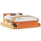 Bed Frame without Mattress with Headboard Wax Brown 160x200 cm Solid Wood Pine 3308761