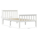 Bed Frame without Mattress White Solid Pinewood 90x200 cm 283214