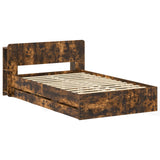 Bed Frame with Storage Smoked Oak 120 x 190 cm Engineered Wood 3433940