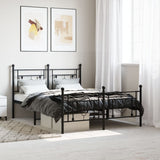 Metal Bed Frame without Mattress with Footboard Black 135x190cm 374356