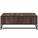 ZNTS Coffee Table Brown Oak 80x80x30 cm Engineered Wood and Metal 848773