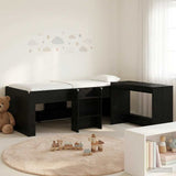 Kids'High Bed Frame with Desk 2 pcs Black Oak Engineered Wood 3423447