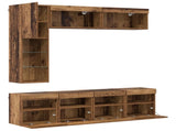 TV Cabinet with LED Wall-mounted 7 pcs Old Wood Engineered Wood 3402983