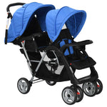 Tandem Stroller Steel Blue and Black 10112