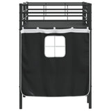 Kids'Loft Bed Frame with Curtains Black 75 x 190 cm 42020787