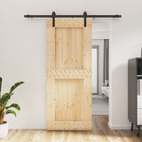 Sliding Door with Hardware Set 85x210 cm Solid Wood Pine 3202977