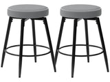 Set of Two Faux Leather Bar Stools - Grey/Black T3398P377909