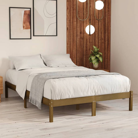 810040 Bed Frame without Mattress Honey Brown Solid Wood 200x200 cm