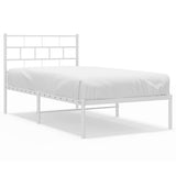 Metal Bed Frame without Mattress with Headboard White 90x200cm 355701