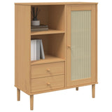 Highboard SENJA Rattan Look Brown 90x40x112 cm Solid Wood Pine 358055