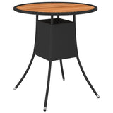 Garden Dining Table Black 70 cm Poly Rattan and Solid Acacia Wood 310466