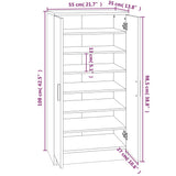 Shoe Cabinet Black 55x35x108 cm Engineered wood 342665