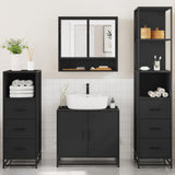 ZNTS 4 Piece Bathroom Furniture Set Black Engineered Wood 3301275