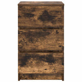 Bedside Cabinet with 3 Drawers Smoked Oak 39x35x65 cm 861345