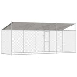 Dog Cage with Roof Silver 600 x 200 x 256 cm Steel and PE 3368302