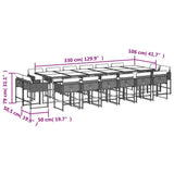 17 Piece Garden Dining Set with Cushions Light Grey Poly Rattan 3211427