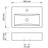 141932 Ceramic Bathroom Sink Basin Faucet/Overflow Hole White Rectangular