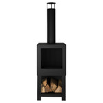 ZNTS Esschert Design Outdoor Fireplace with Firewood Storage Black FF410 421283