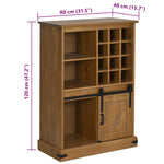 ZNTS Wine Cabinet HALDEN with Wine Racks and Sliding Door Pine 4018445