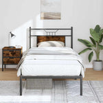 Bed Frame without Mattress Smoked Oak 90x190 cm Single Engineered Wood 4106735