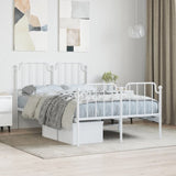 ZNTS Metal Bed Frame with Headboard and Footboard White 120x190 cm Small Double 373951