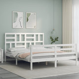 Bed Frame without Mattress White King Size Solid Wood 3194902