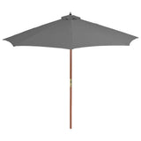 Garden Parasol with Wooden Pole 300 cm Anthracite 44495