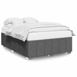 ZNTS Bed Frame without Mattress Dark Grey Double Fabric 3284869