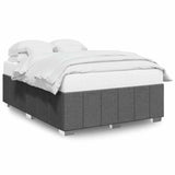 ZNTS Bed Frame without Mattress Dark Grey Double Fabric 3284869