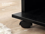Open Wardrobe Double Mobile Storage Shelves Organizer W/6 Wheels-Black T3398P344214